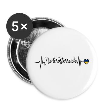 Ligne cardiaque de pouls en Basse-Autriche - Lot de 5 grands badges (56 mm) - blanc - Devant