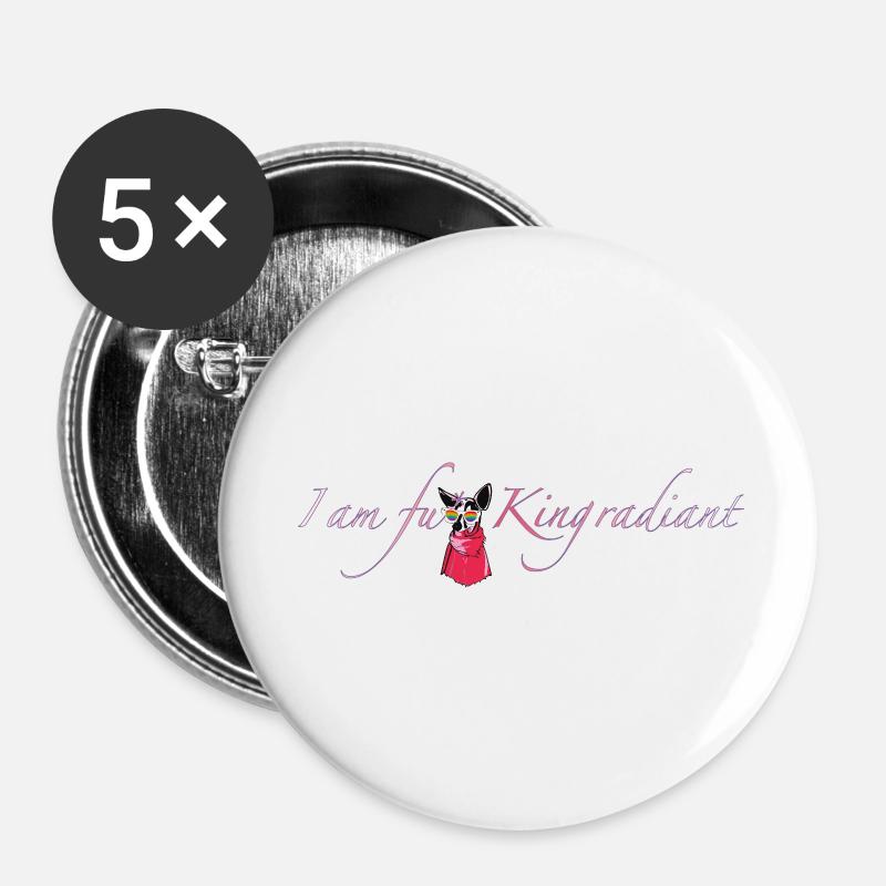 I am fu * King radiant - Buttons groß 56 mm (5er Pack) - Weiß