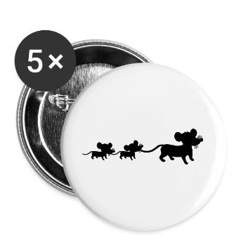 Mouse Family Mom Dad 2 Kids Mom Silhouette - Buttons large 2.2''/56 mm (5-pack) - white - Front