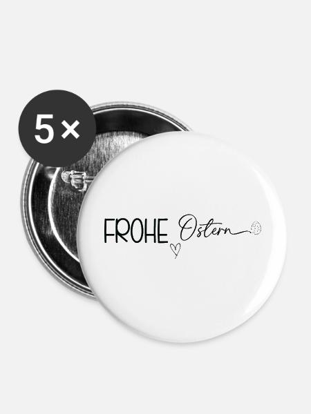 Frohe Ostern ❤️🐰 - Buttons groß 56 mm (5er Pack) - Weiß