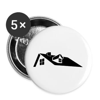 Roof house logo with dormer window - Buttons large 2.2''/56 mm (5-pack) - white - Front