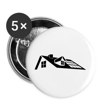 Modernes Dachdesign – Dachgaube mit Sonnenkollektoren - Buttons groß 56 mm (5er Pack) - Weiß - Vorne