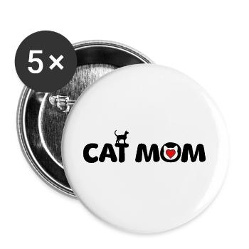 Cats Mom Kitty Cat Cat Pet Cat Love - Buttons large 2.2''/56 mm (5-pack) - white - Front