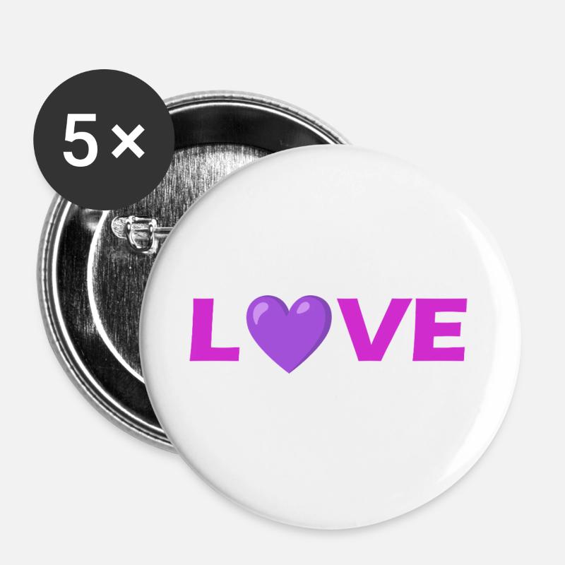 Love Heart Typography Design - Buttons large 2.2''/56 mm (5-pack) - white