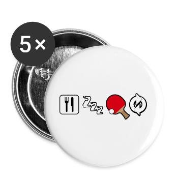 Manger Dormir Tennis de table Répéter - Lot de 5 grands badges (56 mm) - blanc - Devant