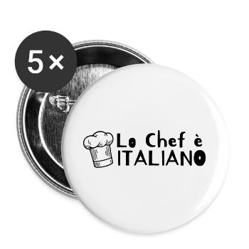 Lo chef è Italiano - Lot de 5 grands badges (56 mm) - blanc - Devant