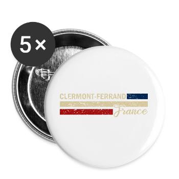 France - Clermont-Ferrand - France - Drapeau - Lot de 5 grands badges (56 mm) - blanc - Devant
