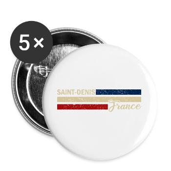 France - Saint-Denis - France - Drapeau - Lot de 5 grands badges (56 mm) - blanc - Devant