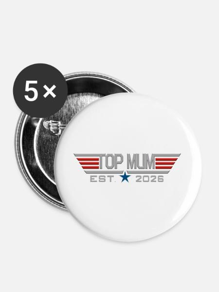 Top-Mutter Est. 2026 - Buttons groß 56 mm (5er Pack) - Weiß