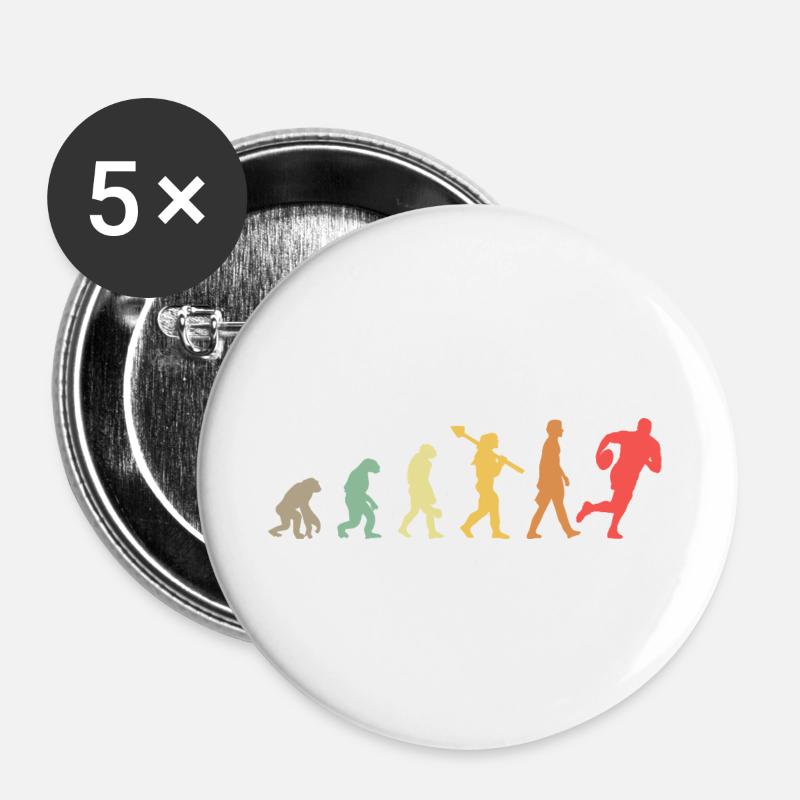 Evolution Rugby Player Rugby Development Retro - Buttons large 2.2''/56 mm (5-pack) - white