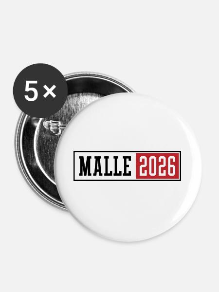 Malle 2026 - Buttons groß 56 mm (5er Pack) - Weiß