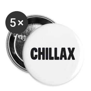 Chillax – Lockere flämische Stimmung - Buttons groß 56 mm (5er Pack) - Weiß - Vorne