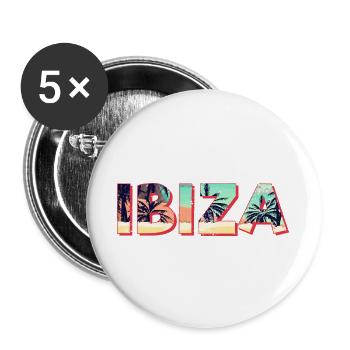 Ibiza Insel Strand Retro Palmen Vintage Souvenir - Buttons groß 56 mm (5er Pack) - Weiß - Vorne