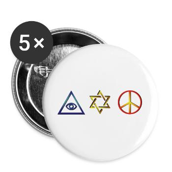 Symbole von Glauben und Frieden – Mystisches Design - Buttons groß 56 mm (5er Pack) - Weiß - Vorne