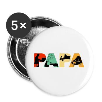 Piano Papa Funny Musical Father Keyboard Player - Buttons large 2.2''/56 mm (5-pack) - white - Front