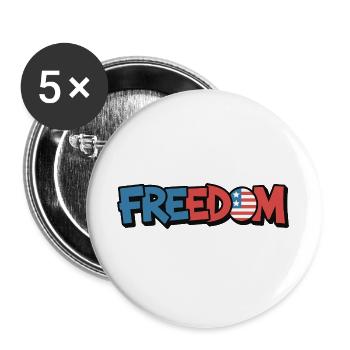 Freedom Typography Statement Design - Buttons large 2.2''/56 mm (5-pack) - white - Front