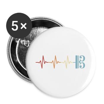 Alto clef, viola, viola, heartbeat - Buttons large 2.2''/56 mm (5-pack) - white - Front