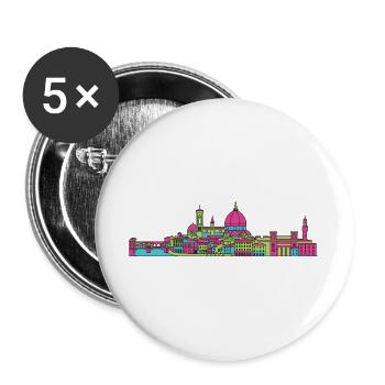 Florence City Skyline Duomo Moderne Linienkunst - Buttons groß 56 mm (5er Pack) - Weiß - Vorne