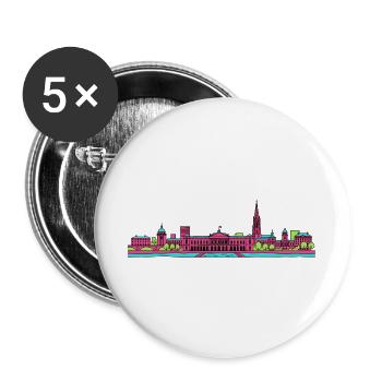 Bordeaux City Skyline Place de la Bourse Art - Buttons groß 56 mm (5er Pack) - Weiß - Vorne