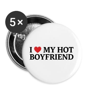 I love my hot friend - Buttons large 2.2''/56 mm (5-pack) - white - Front