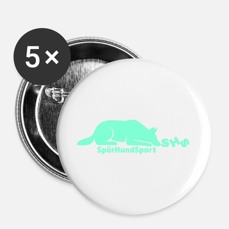SHS Logo aquamarin - Buttons groß 56 mm (5er Pack) - Weiß
