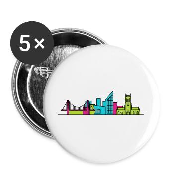 Hull City Skyline The Deep Aquarium Line Art - Buttons large 2.2''/56 mm (5-pack) - white - Front