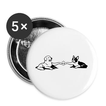 Hunde Berührung Pfoten Michelangelo - Buttons groß 56 mm (5er Pack) - Weiß - Vorne