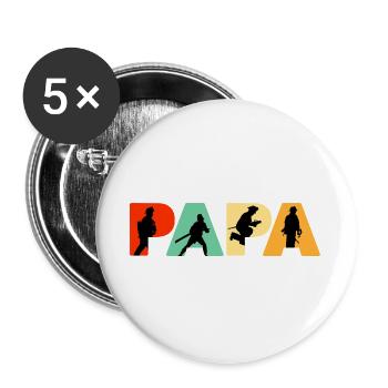 Papa Feuerwehrmann Retro Feuerwehrmann Held Papa - Buttons groß 56 mm (5er Pack) - Weiß - Vorne