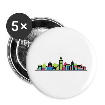 Biel Bienne City Skyline Moderne Linienkunst - Buttons groß 56 mm (5er Pack) - Weiß - Vorne
