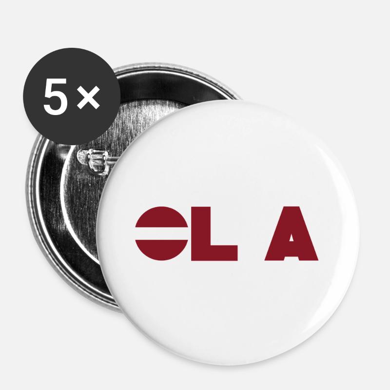 Latvia - Buttons large 2.2''/56 mm (5-pack) - white