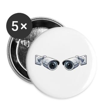 Caméra de surveillance - Lot de 5 grands badges (56 mm) - blanc - Devant