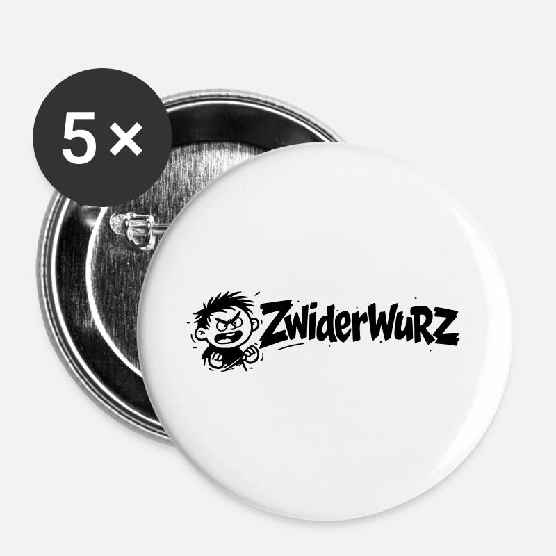 Zwiderwurz - Buttons groß 56 mm (5er Pack) - Weiß