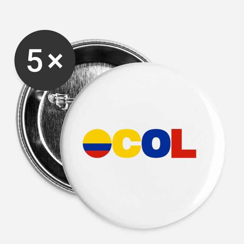 Kolumbien - Buttons groß 56 mm (5er Pack) - Weiß