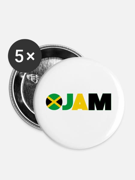 Jamaika - Buttons groß 56 mm (5er Pack) - Weiß