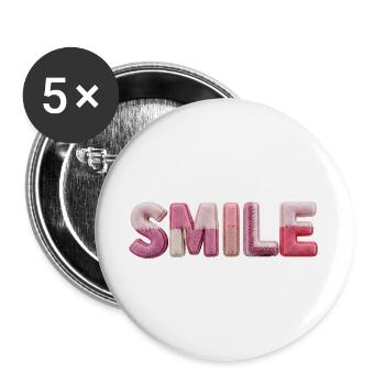 Plush Smile Lettering Patchwork Trend - Buttons large 2.2''/56 mm (5-pack) - white - Front