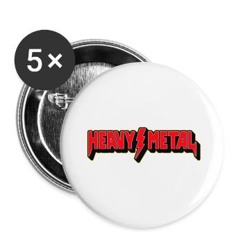 Heavy Metal 3D-Logo - Buttons groß 56 mm (5er Pack) - Weiß - Vorne