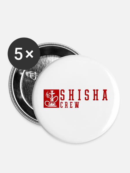 Shisha Crew - Buttons groß 56 mm (5er Pack) - Weiß