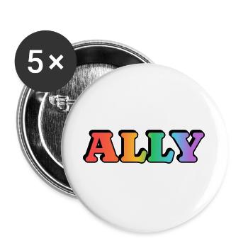 Gay Ally - Buttons groß 56 mm (5er Pack) - Weiß - Vorne