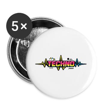 Techno Neon Pulse - Buttons groß 56 mm (5er Pack) - Weiß - Vorne