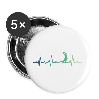 Basketball battement de coeur joueur de Basketball - Lot de 5 grands badges (56 mm) - blanc - Devant