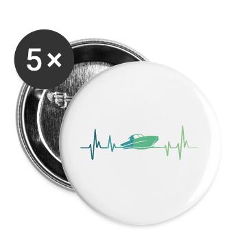 Bateau à moteur heartbeat bateau rapide sportboat - Lot de 5 grands badges (56 mm) - blanc - Devant