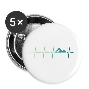 Schwimmendes Herzschlag-Schwimmer-Geschenk - Buttons groß 56 mm (5er Pack) - Weiß - Vorne