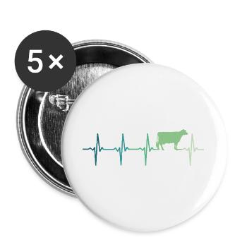 cow heartbeat cows farmer - Buttons large 2.2''/56 mm (5-pack) - white - Front