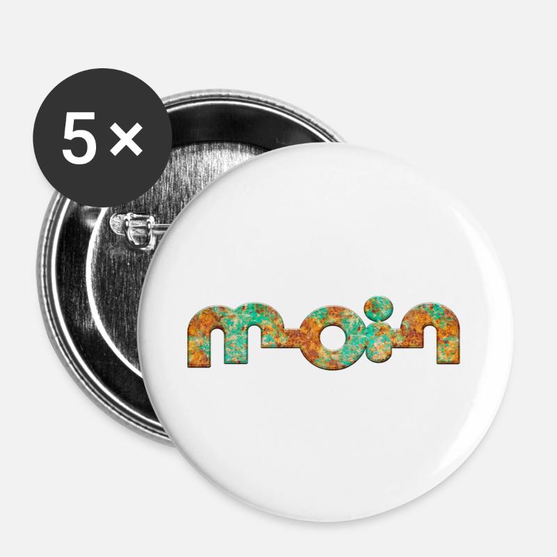 Moin - Buttons groß 56 mm (5er Pack) - Weiß