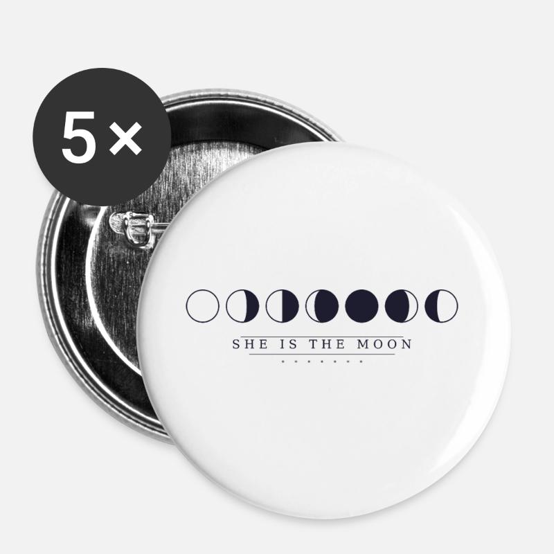 She is the moon - Buttons groß 56 mm (5er Pack) - Weiß