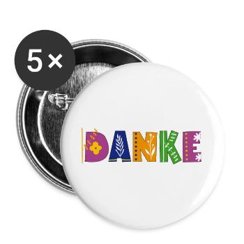 DANKE  - Buttons groß 56 mm (5er Pack) - Weiß - Vorne