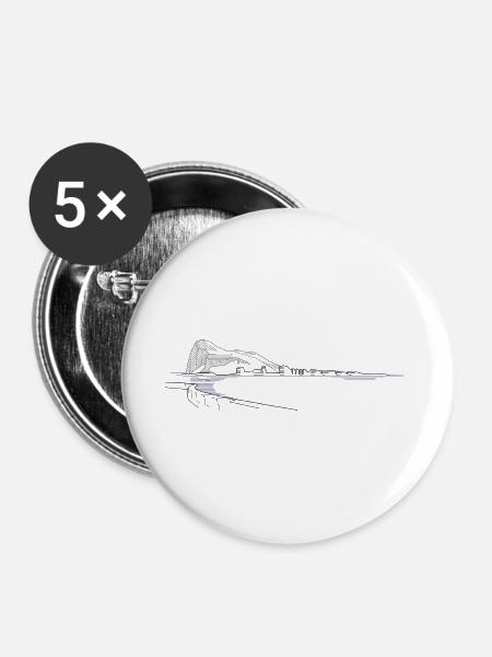 Gibraltar Felsen | Lineart Küste - Buttons groß 56 mm (5er Pack) - Weiß