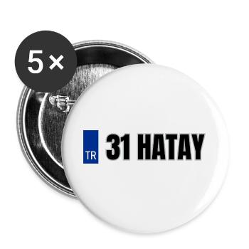 31 Hatay Kennzeichen | Türkisches Kennzeichen - Buttons groß 56 mm (5er Pack) - Weiß - Vorne