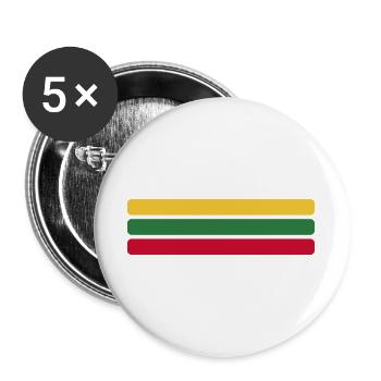 Litauen Flagge Minimal - Fahne Fan Streifen Design - Buttons groß 56 mm (5er Pack) - Weiß - Vorne