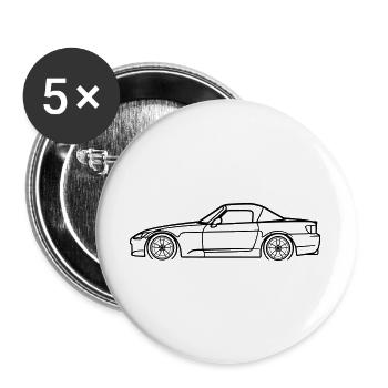 S2000 Line Silhouette – High‑Rev JDM Art - Buttons groß 56 mm (5er Pack) - Weiß - Vorne